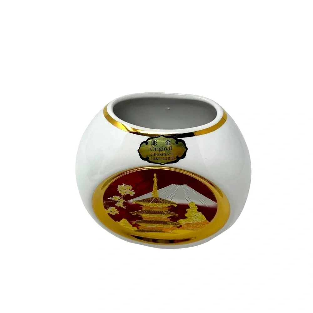 Chokin Vase The Art of Chokin 24k Gold Inlay. NIB